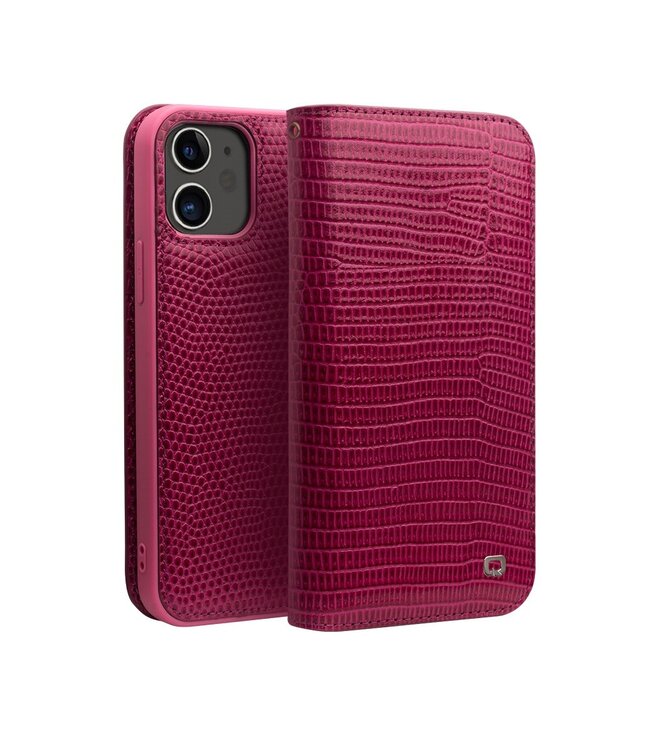 Qialino Qialino Roze Krokodillen Faux Lederen Hoesje voor de iPhone 12 mini