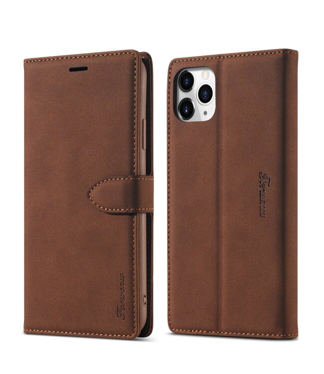 Forwenw Forwenw Bruin Wallet Bookcase Hoesje voor de iPhone 12 mini