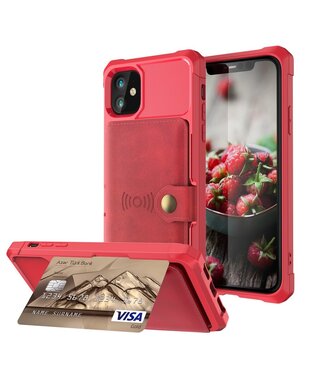 Rood Pasjeshouder Faux Lederen Hoesje iPhone 12 mini