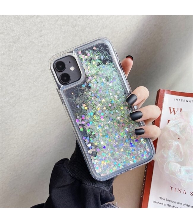 Grijs / Wit Diamant en Glitter TPU Hoesje voor de iPhone 12 mini