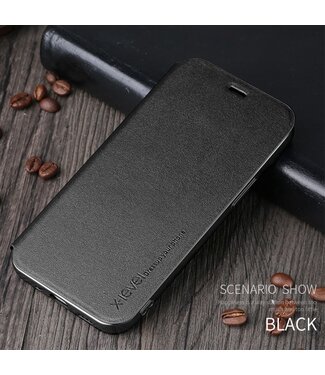 X-Level Zwart Lederen Bookcase Hoesje iPhone 12 mini