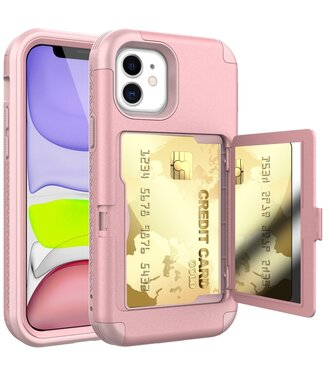 Roze Pasjeshouder en Spiegel Hybrid Hoesje iPhone 12 mini