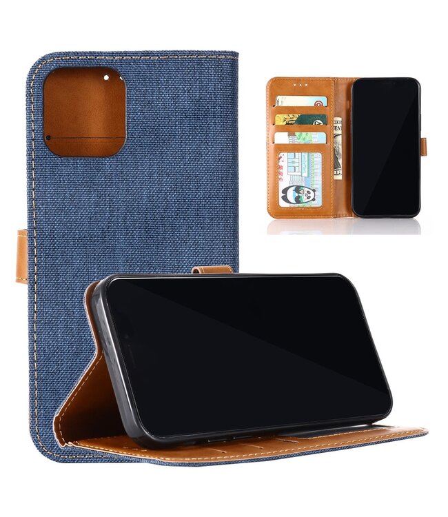 Blauw Jeans Bookcase Hoesje voor de iPhone 12 mini