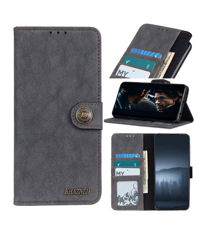 Khazneh Khazneh Zwart Wallet Bookcase Hoesje voor de iPhone 12 (Pro)