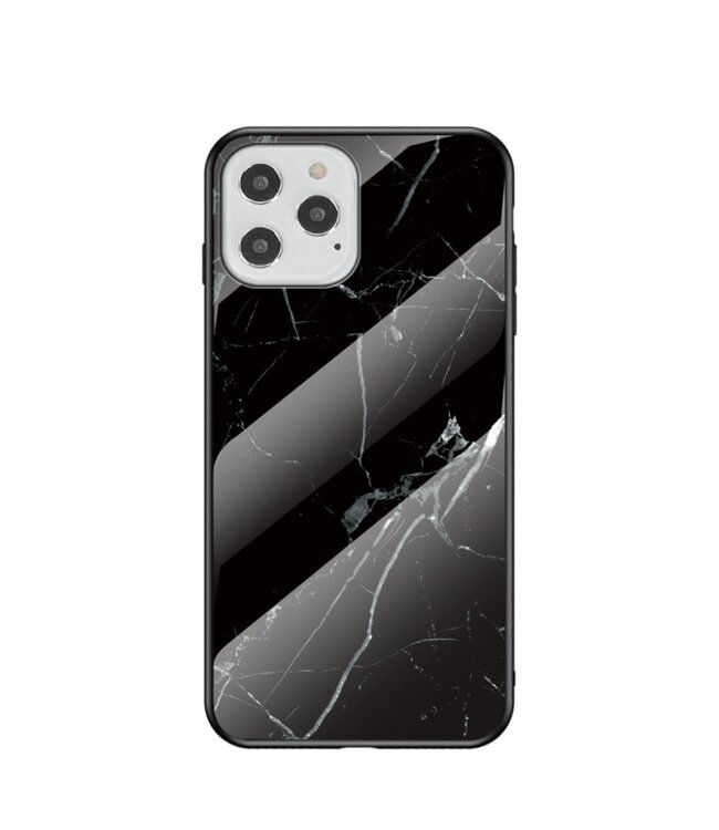 Zwart Marmer Design Hybrid Hoesje voor de iPhone 12 (Pro)