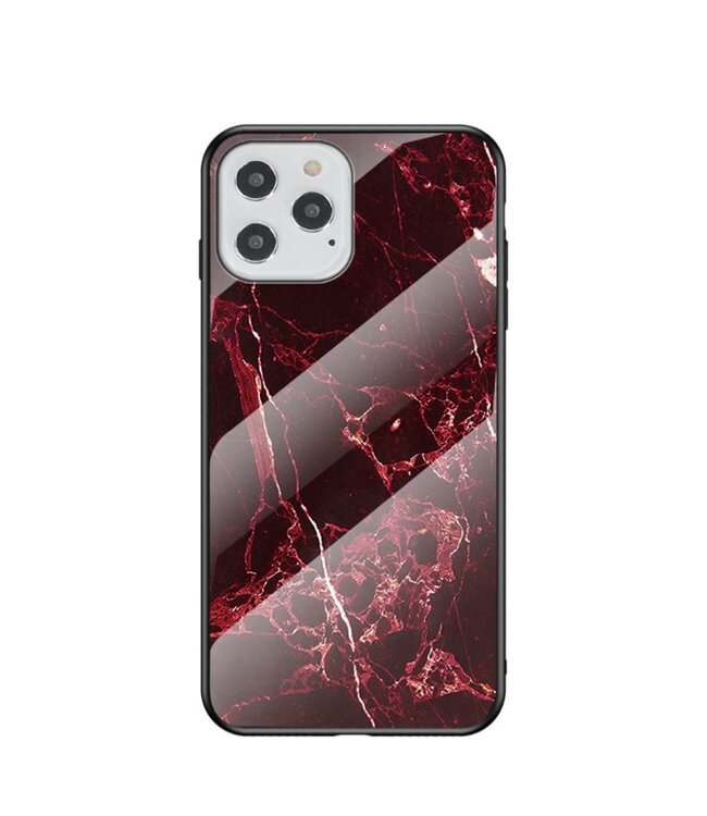 Rood Marmer Design Hybrid Hoesje voor de iPhone 12 (Pro)