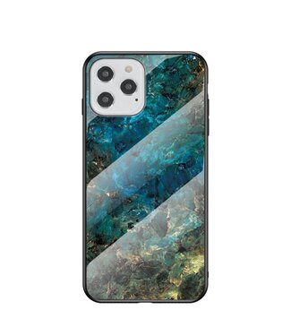 Blauw / Groen Marmer Design Hybrid Hoesje iPhone 12 (Pro)