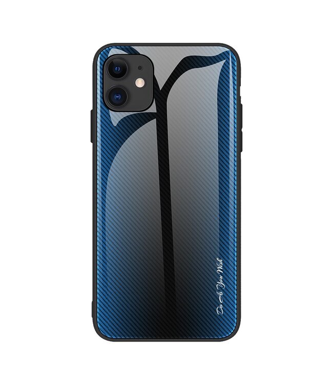 Blauw / Zwart Carbon Hybrid Hoesje voor de iPhone 12 (Pro)