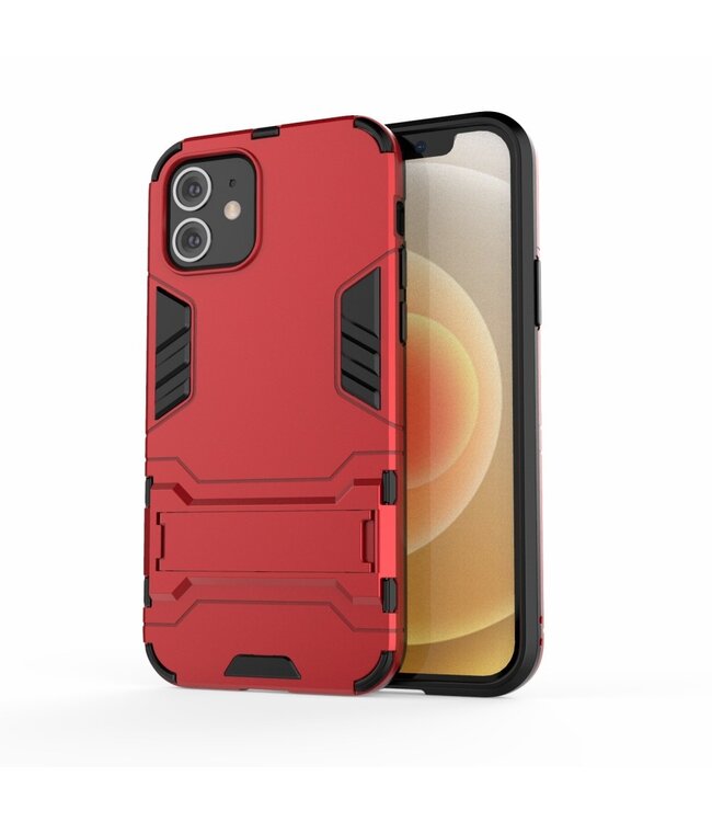 Rood Kickstand Hybrid Hoesje voor de iPhone 12 (Pro)