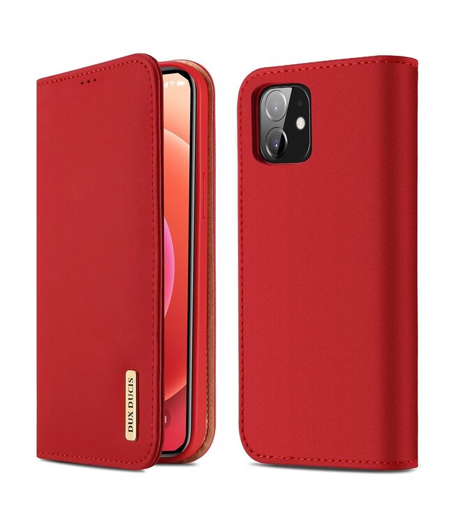 Dux Ducix Dux Ducix Rood Lederen Bookcase Hoesje voor de iPhone 12 (Pro)