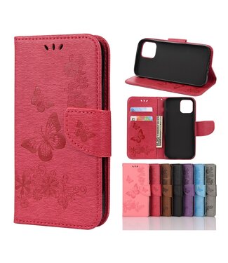 Rood Vlinder Bookcase Hoesje iPhone 12 (Pro)