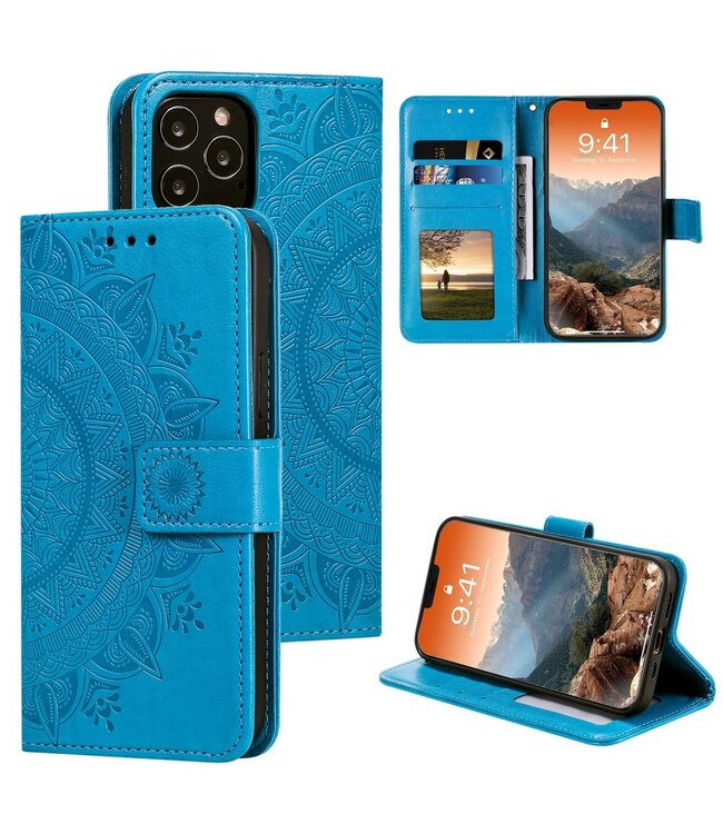 Blauw Totem Bookcase Hoesje voor de iPhone 12 (Pro)