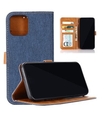 Blauw Jeans Bookcase Hoesje iPhone 12 (Pro)