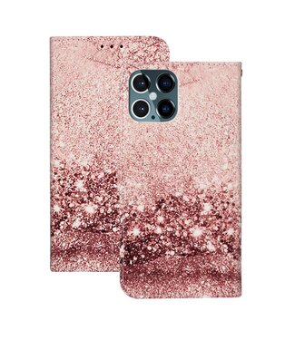 Roze Glitter Bookcase Hoesje iPhone 12 (Pro)