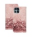 Roze Glitter Bookcase Hoesje voor de iPhone 12 (Pro)