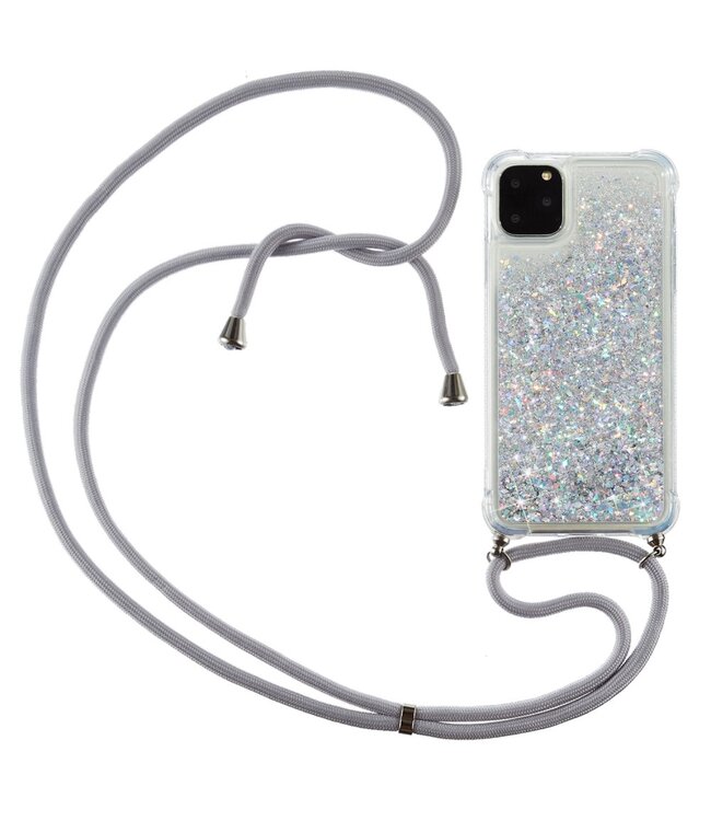 Wit Glitter en Koord TPU Hoesje voor de iPhone 12 (Pro)