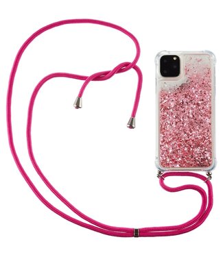 Roze Glitter en Koord TPU Hoesje iPhone 12 (Pro)
