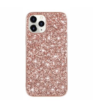 Rosegoud Glitter Hybrid Hoesje iPhone 12 (Pro)