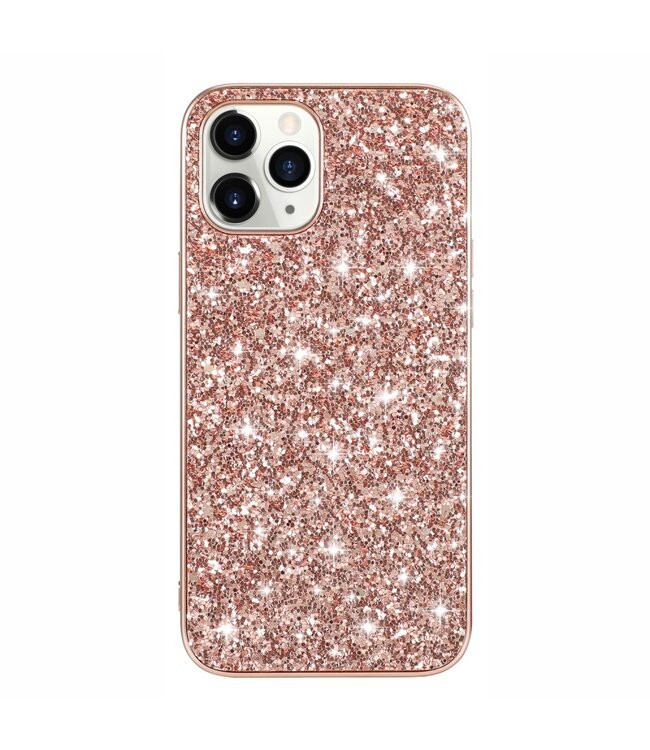 Rosegoud Glitter Hybrid Hoesje voor de iPhone 12 (Pro)