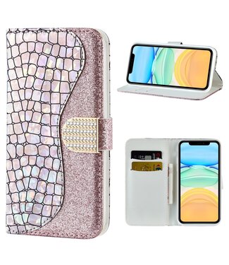 Rosegoud Bling Bling Bookcase Hoesje iPhone 12 (Pro)