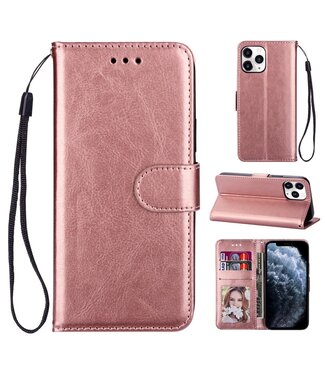 Rosegoud Wallet Bookcase Hoesje iPhone 12 (Pro)