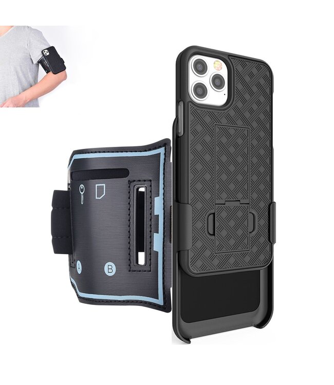 Zwart Sport Armband Hoesje voor de iPhone 12 (Pro)