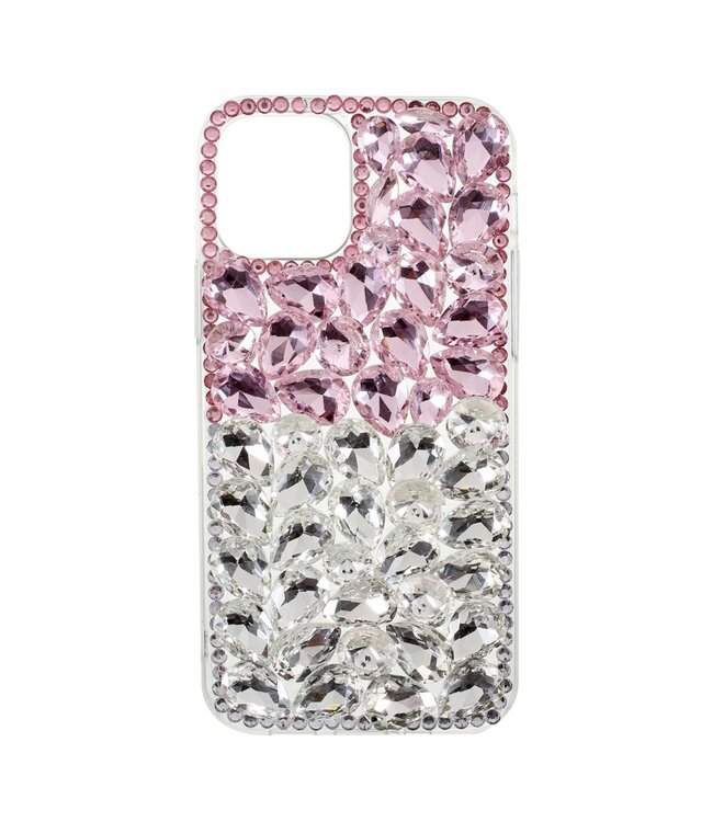 Roze / Zilver Diamanten TPU Hoesje voor de iPhone 12 (Pro)