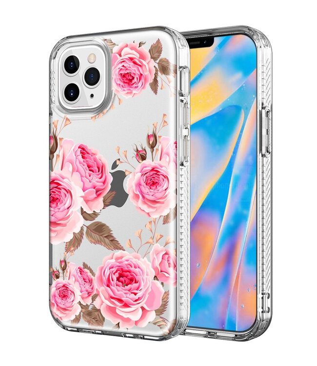 Roze Bloemen TPU Hoesje voor de iPhone 12 (Pro)