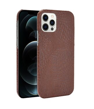 Bruin Krokodillen Hardcase Hoesje iPhone 12 (Pro)