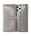 Grijs Mandala Bloem Bookcase Hoesje voor de iPhone 12 (Pro)