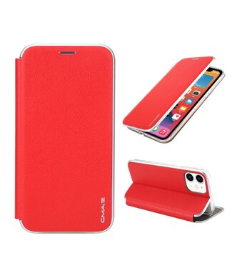 CMAI2 Rood Lederen Bookcase Hoesje iPhone 12 (Pro)