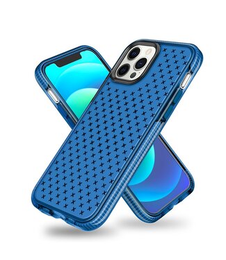 Blauw Grid TPU Hoesje iPhone 12 (Pro)