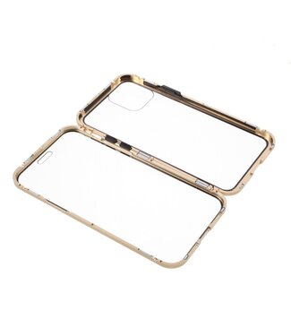 Goud Tempered Glass + Metaal Hardcase Hoesje iPhone 12 (Pro)