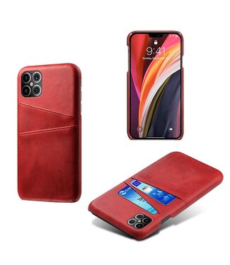 Ksq Rood Pasjeshouder Faux Lederen Hoesje iPhone 12 Pro Max