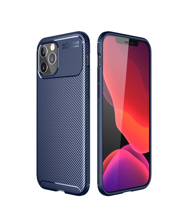 Blauw Carbon TPU Hoesje voor de iPhone 12 Pro Max