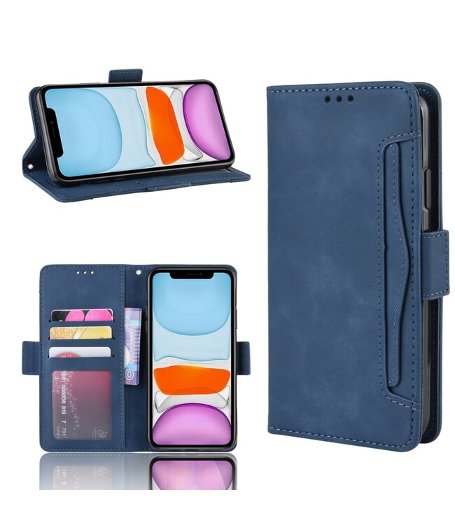 Blauw Pasjeshouder Bookcase Hoesje voor de iPhone 12 Pro Max