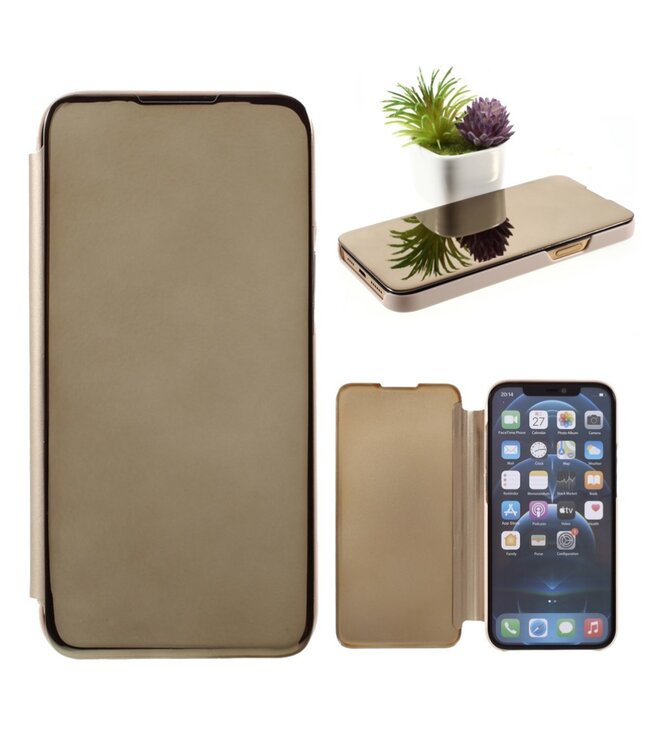 Goud Venster Bookcase Hoesje voor de iPhone 12 Pro Max