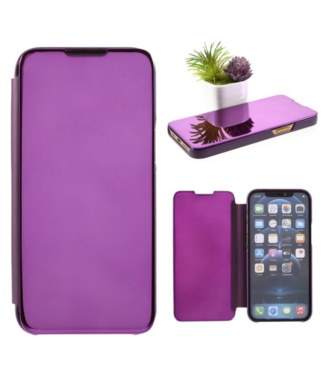 Paars Venster Bookcase Hoesje voor de iPhone 12 Pro Max