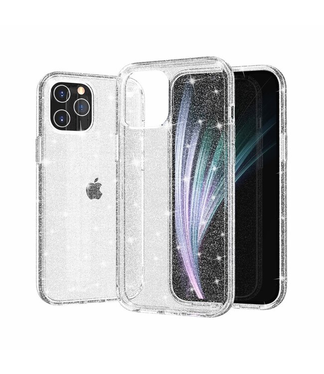 Zilver Glitter Hybrid Hoesje voor de iPhone 12 Pro Max