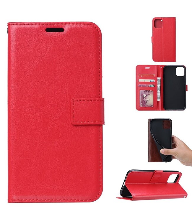 Rood Wallet Bookcase Hoesje voor de iPhone 12 Pro Max