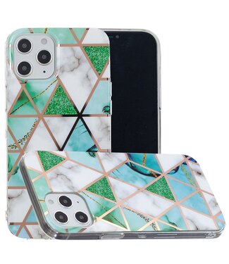 Wit / Cyaan Marmer Design TPU Hoesje iPhone 12 Pro Max