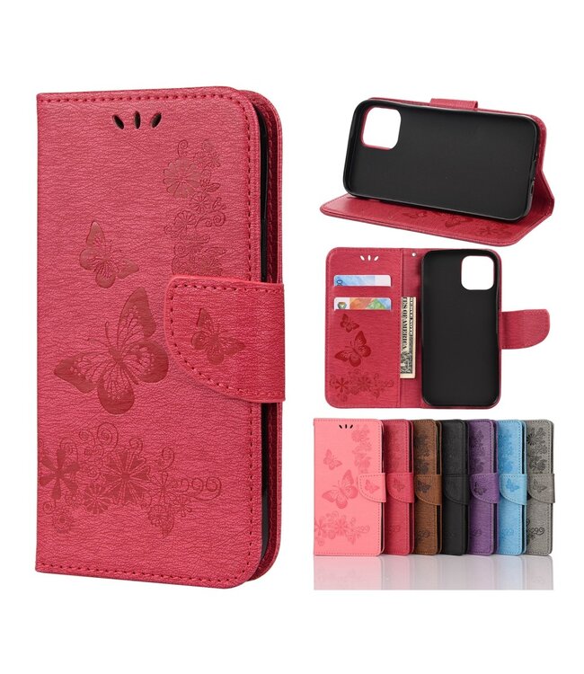Rood Vlinder Bookcase Hoesje voor de iPhone 12 Pro Max