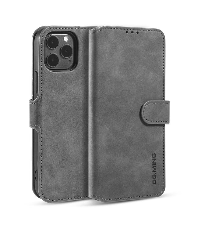 DG.Ming DG.Ming Grijs Wallet Bookcase Hoesje voor de iPhone 12 Pro Max