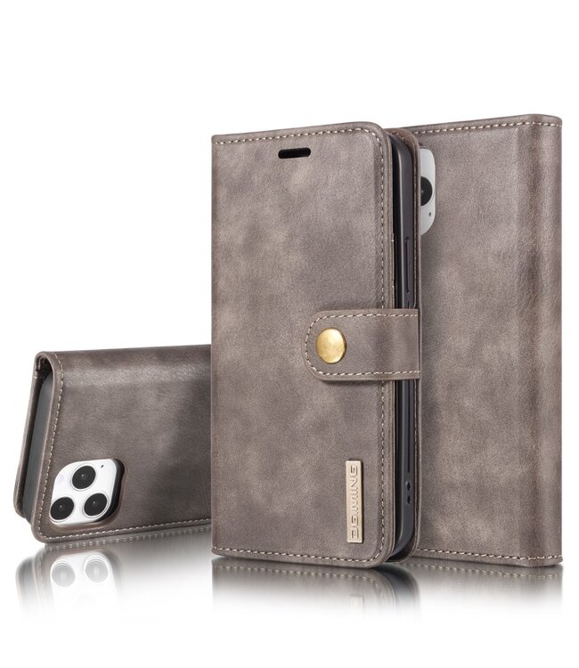 DG.Ming Grijs 2-in-1 Bookcase Hoesje voor de iPhone 12 Pro Max
