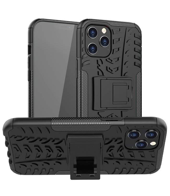 Zwart Kickstand Hybrid Hoesje voor de iPhone 12 Pro Max