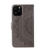 Grijs Mandala Bloem Bookcase Hoesje voor de iPhone 12 Pro Max