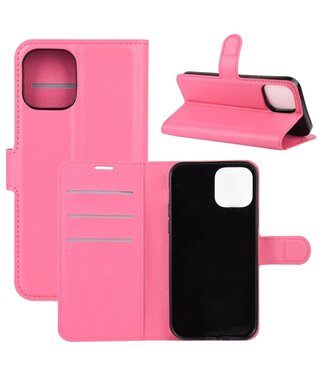 Roze Litchee Bookcase Hoesje iPhone 12 Pro Max