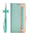 Turquoise Kanten Design Bookcase Hoesje voor de iPhone 12 Pro Max