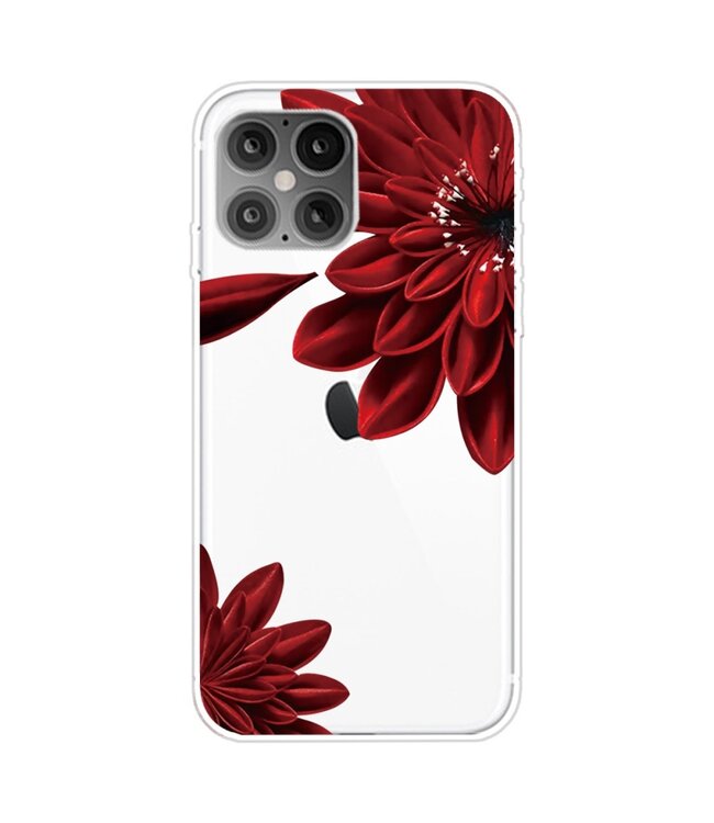 Rode Bloemen TPU Hoesje voor de iPhone 12 Pro Max