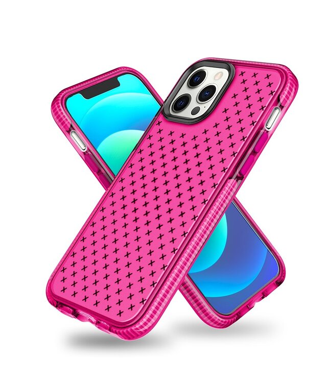 Roze Grid TPU Hoesje voor de iPhone 12 (Pro)